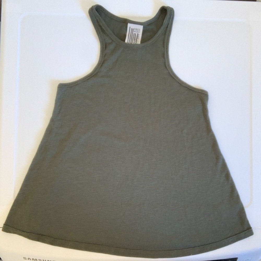 Free People Army Green Ribbed Racerback Tank Top Size S